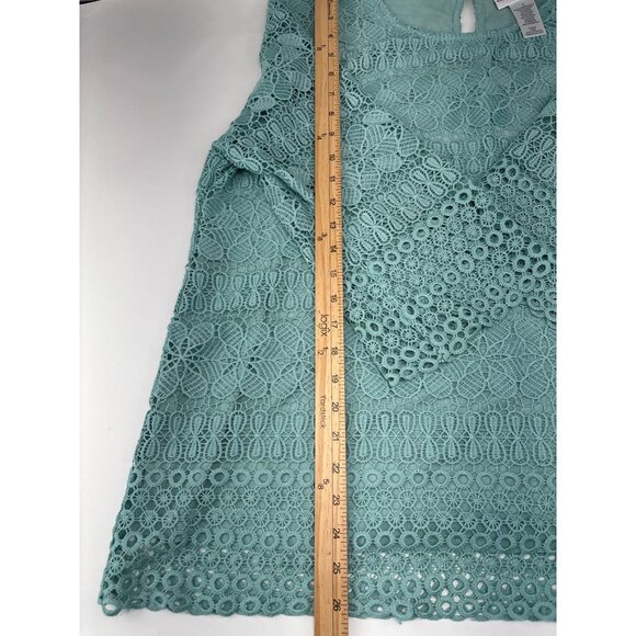 Alfred Dunner Womens Blue Lace Tunic Top Size Large 3/4 Sleeve Elegant Floral Sh - Picture 3 of 8